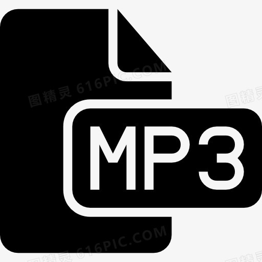 MP3文件类型的黑色界面符号图标