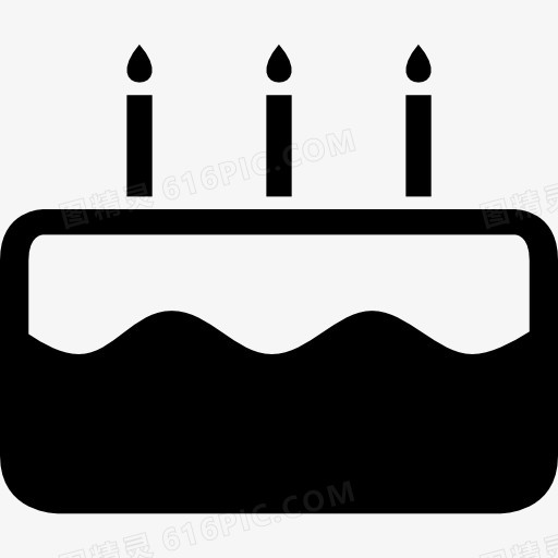 生日蛋糕三燃烧的蜡烛图标