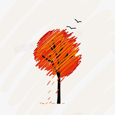 彩绘秋意枫树插画矢量图