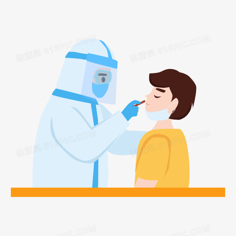 卡通核酸检测人物鼻拭子素材
