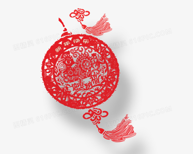 红色中国结圆形配饰