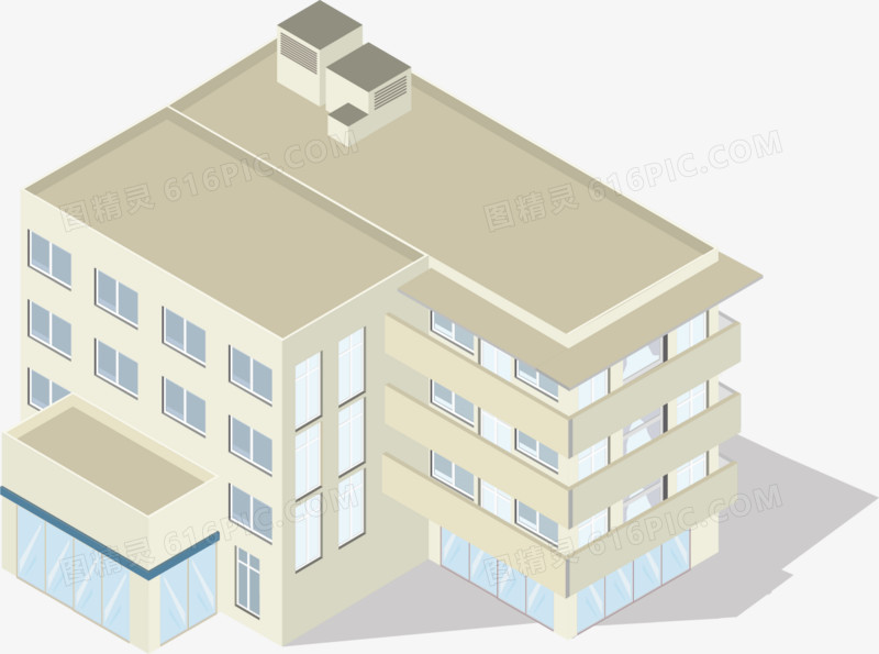 城镇都市地产立体房屋模型矢量