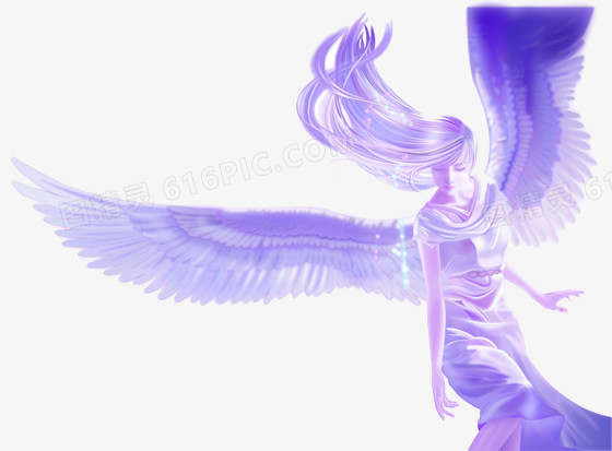 手绘紫色天使