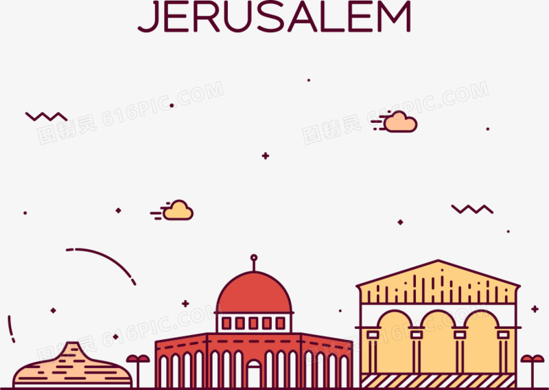 矢量耶路撒冷建筑插画