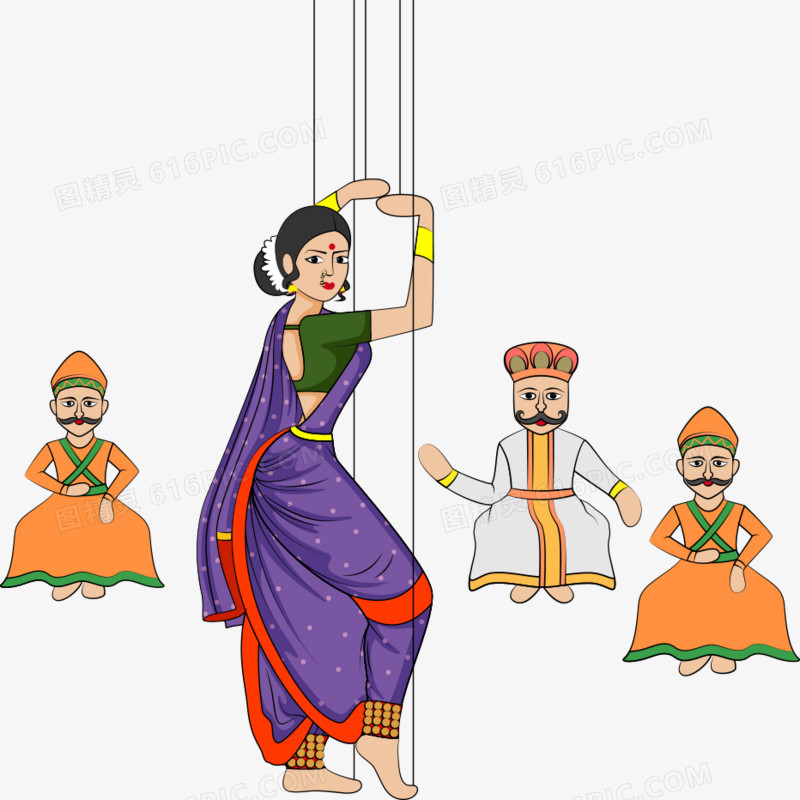 跳印度舞的矢量女孩