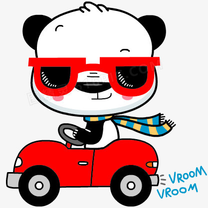 可爱开车的熊猫
