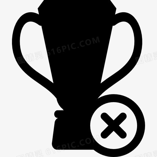 足球奖杯与十字标记图标