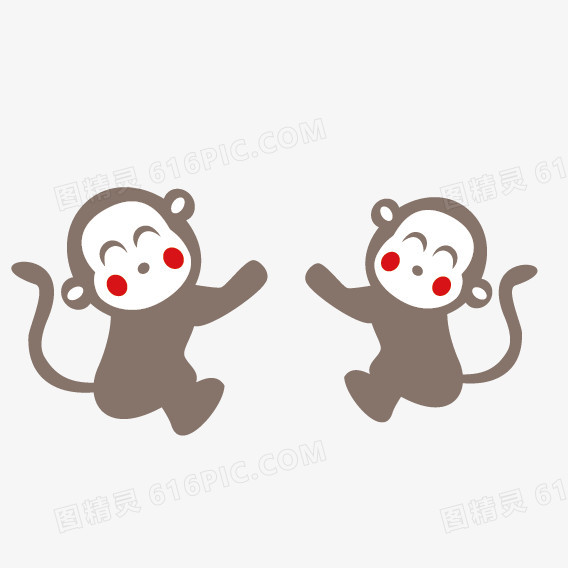 卡通可爱两只猴子