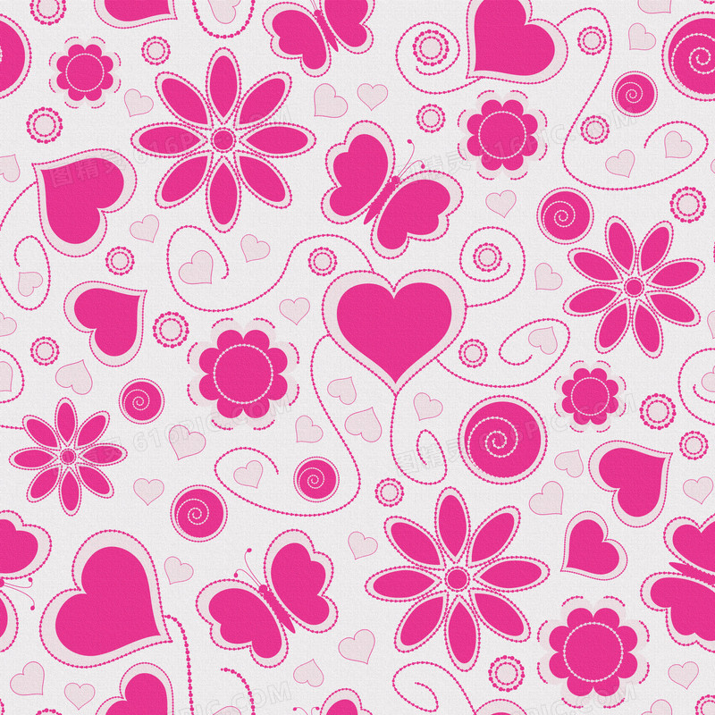 粉色花朵与心形