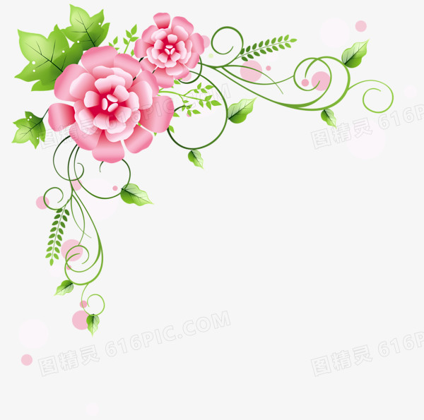 粉红色边框装饰鲜花