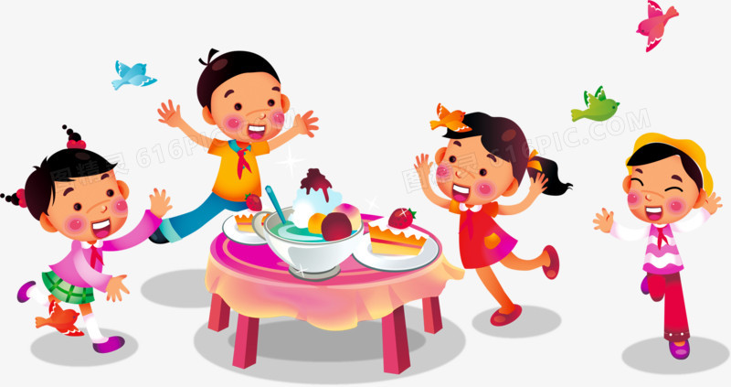 卡通儿童聚餐免抠PNG图片