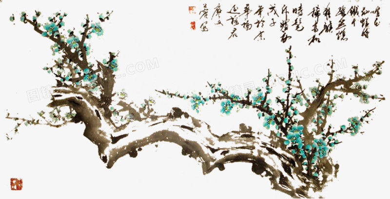 中国风梅花插画海报