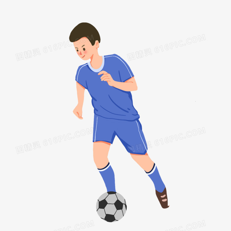卡通手绘免抠踢足球运动素材