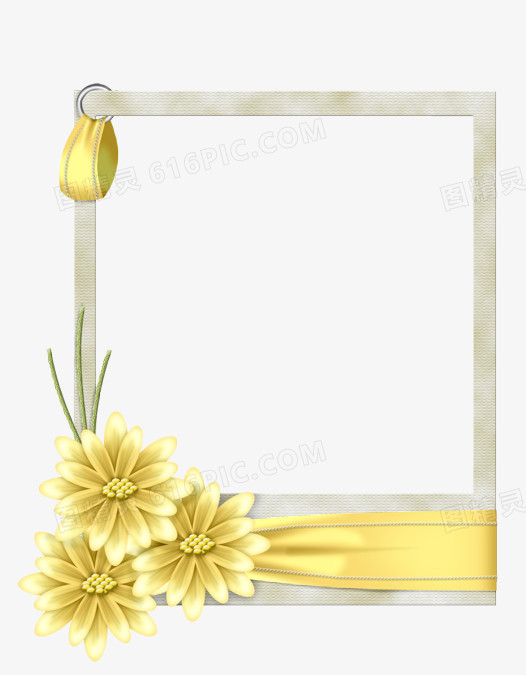 手绘黄色花朵相框