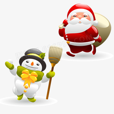 圣诞老人和可爱的雪人