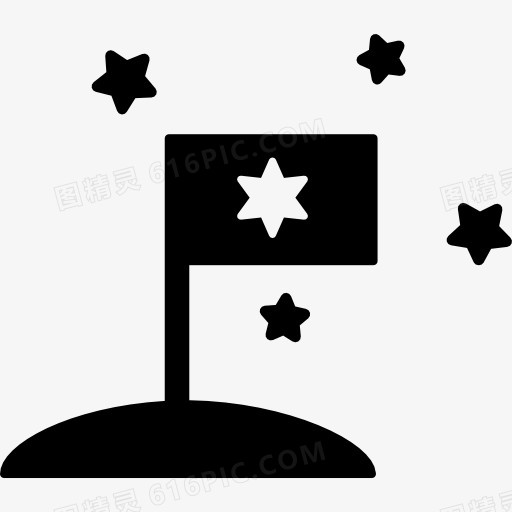 国旗上的星周围的恒星的行星图标