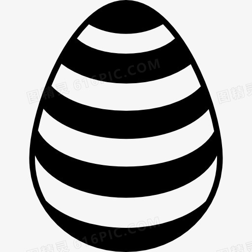 复活节彩蛋上有黑色和白色的直条纹图标