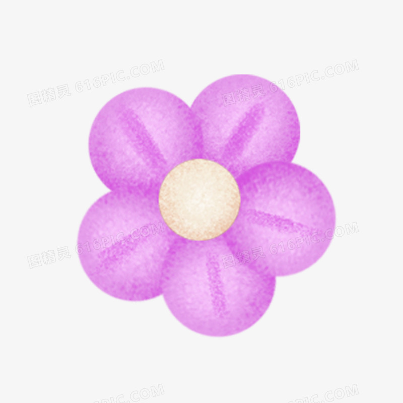 卡通手绘免抠粉紫色花朵素材