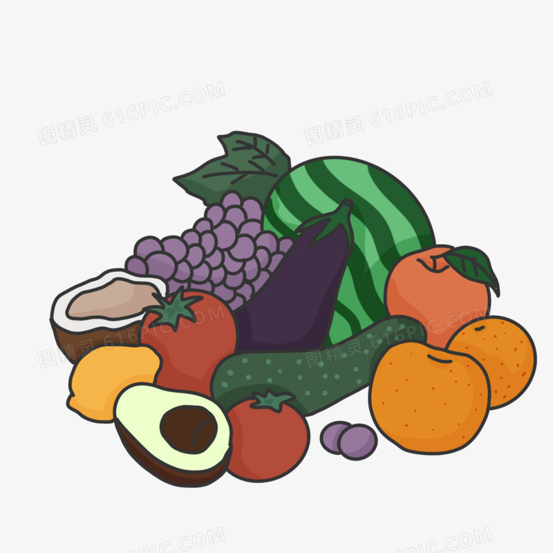 卡通水果蔬菜组合元素