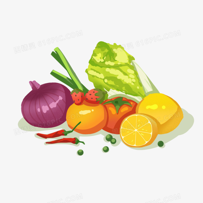 卡通手绘健康饮食果蔬素材