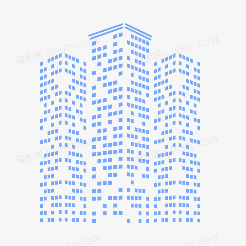蓝色抽象点状城市免抠效果素材