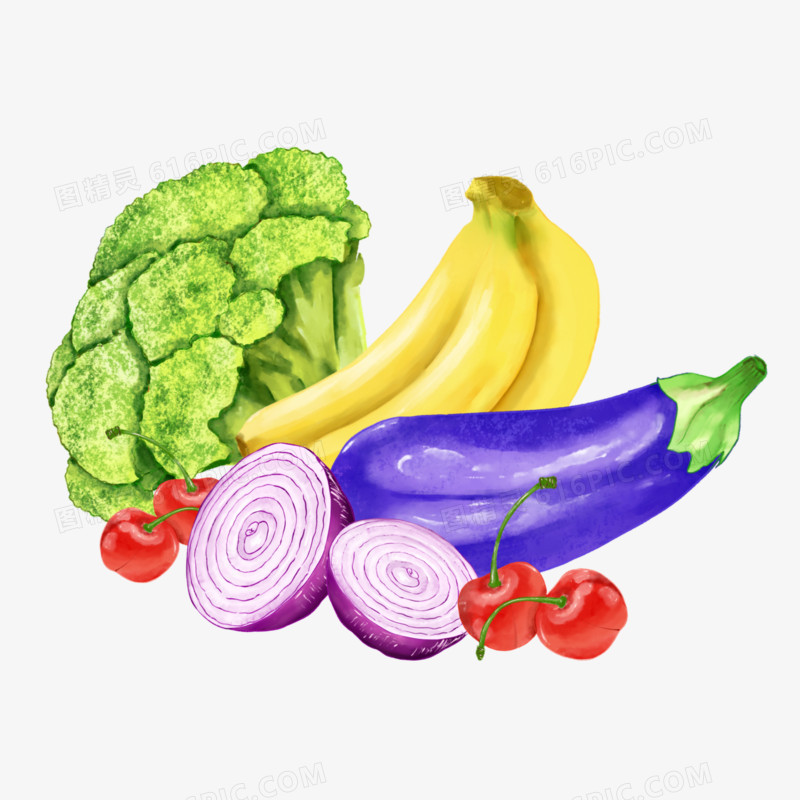 手绘蔬菜水果组合免抠元素