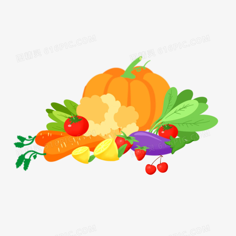 卡通水果蔬菜果蔬组合素材