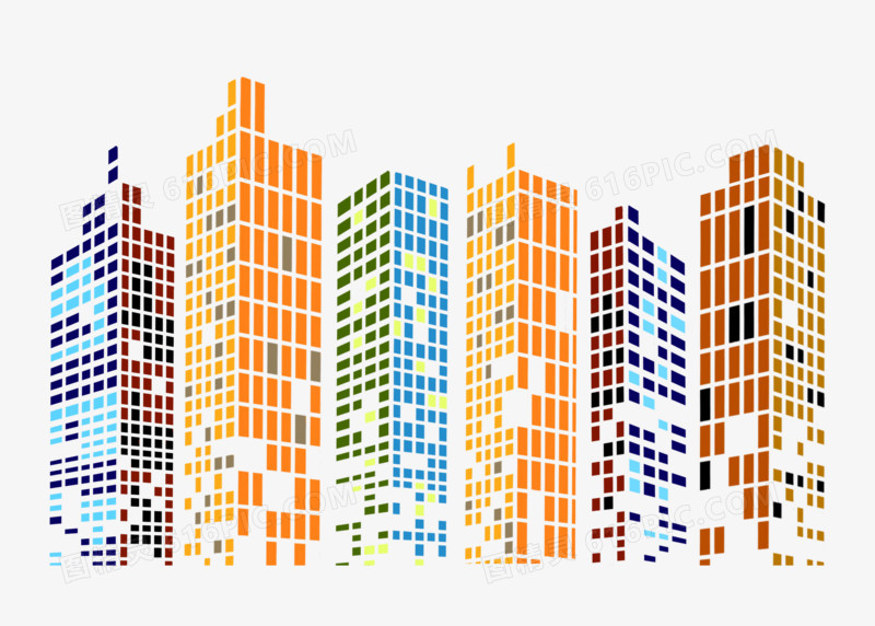 手绘抽象点状城市效果元素