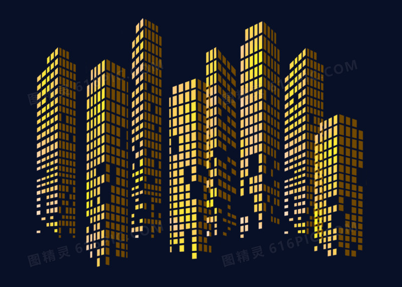 金色粒子城市夜景效果元素