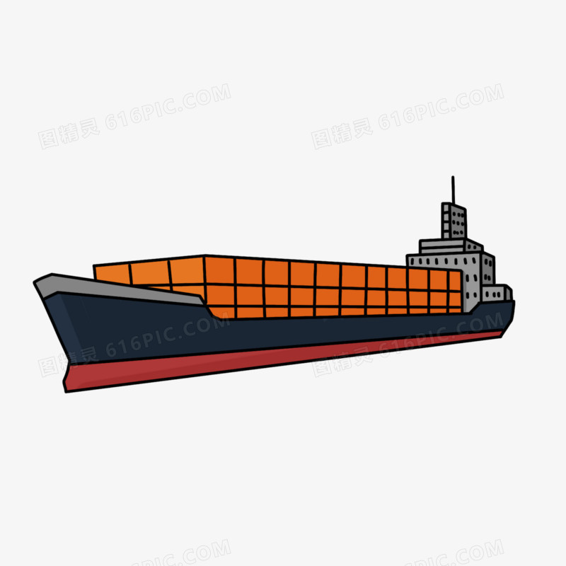 卡通手绘货运轮船素材