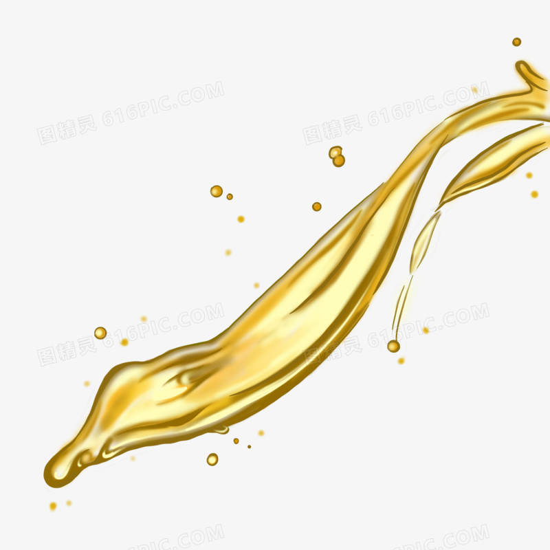 手绘金色流动液体效果元素