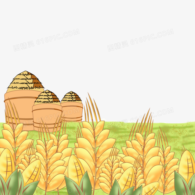 卡通农作物稻谷元素丰收季节免抠元素