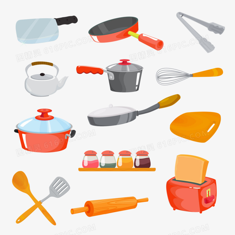 卡通适量厨房用具烹饪器具素材