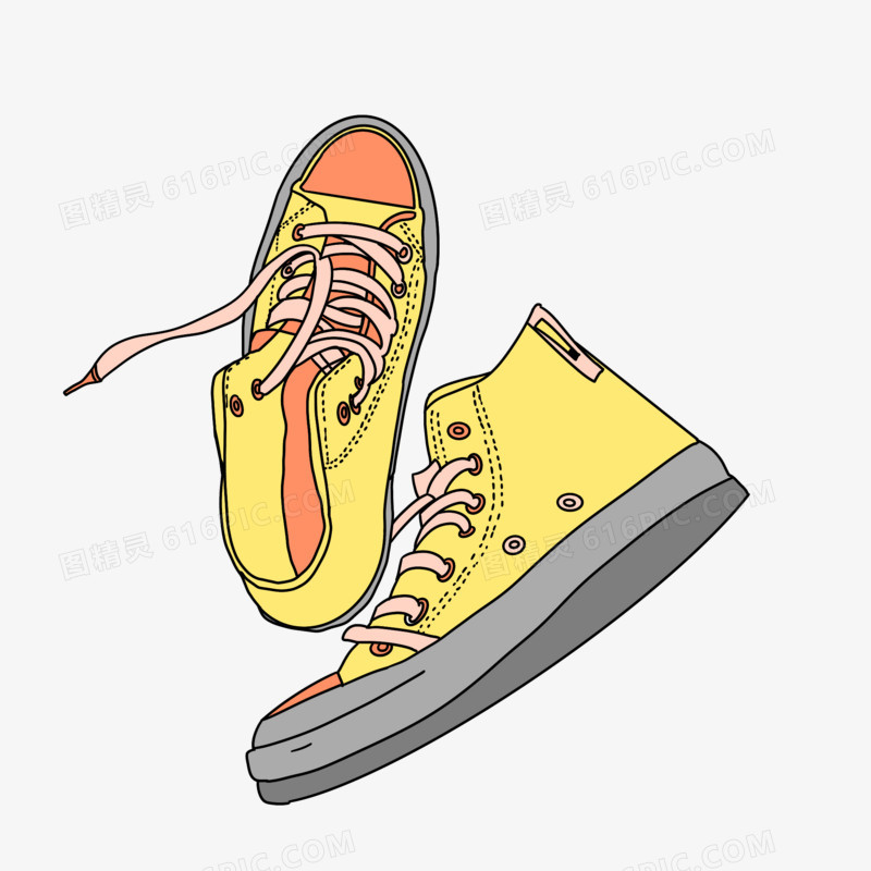 卡通黄色帆布鞋免抠元素