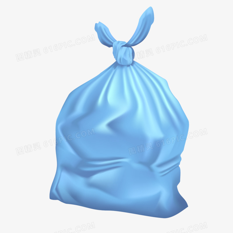 手绘蓝色塑料包装袋免抠素材