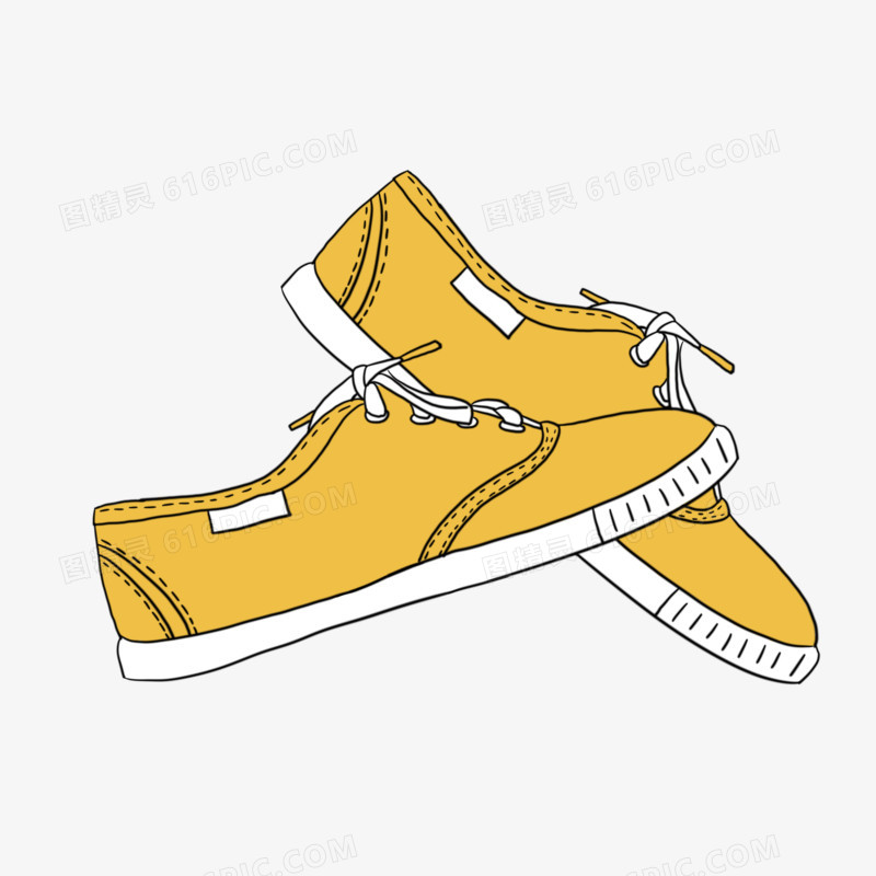 卡通黄色帆布鞋免抠元素