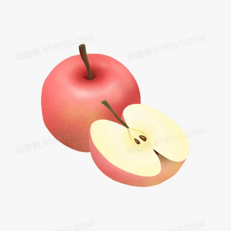 一组手绘写实水果合集免抠之苹果素材