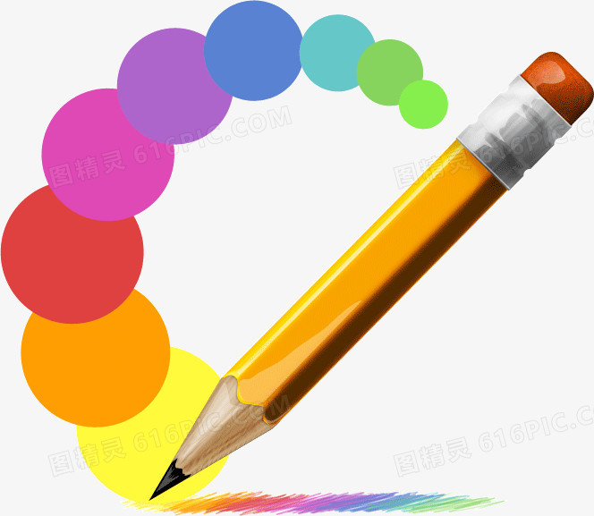 创意彩色圆点铅笔素描