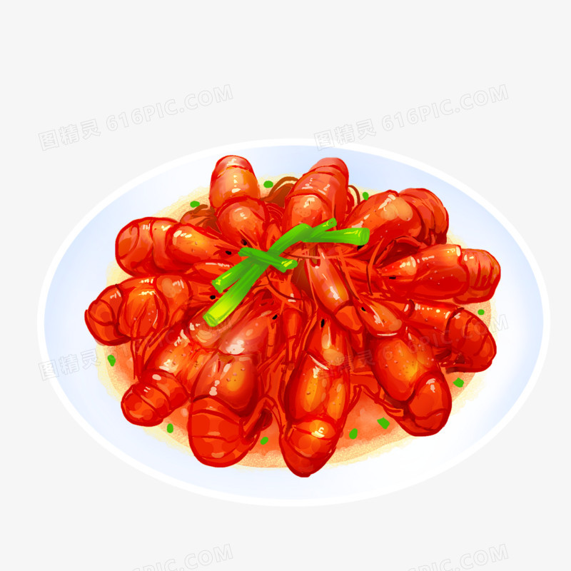手绘食物小龙虾插画元素