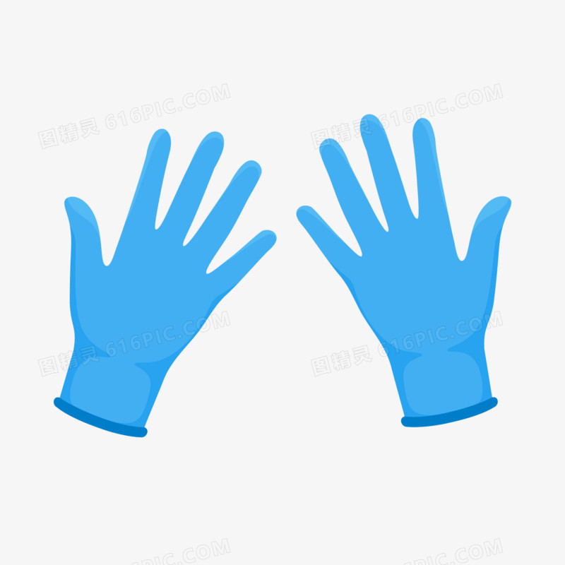 蓝色卡通一次性手套免抠素材