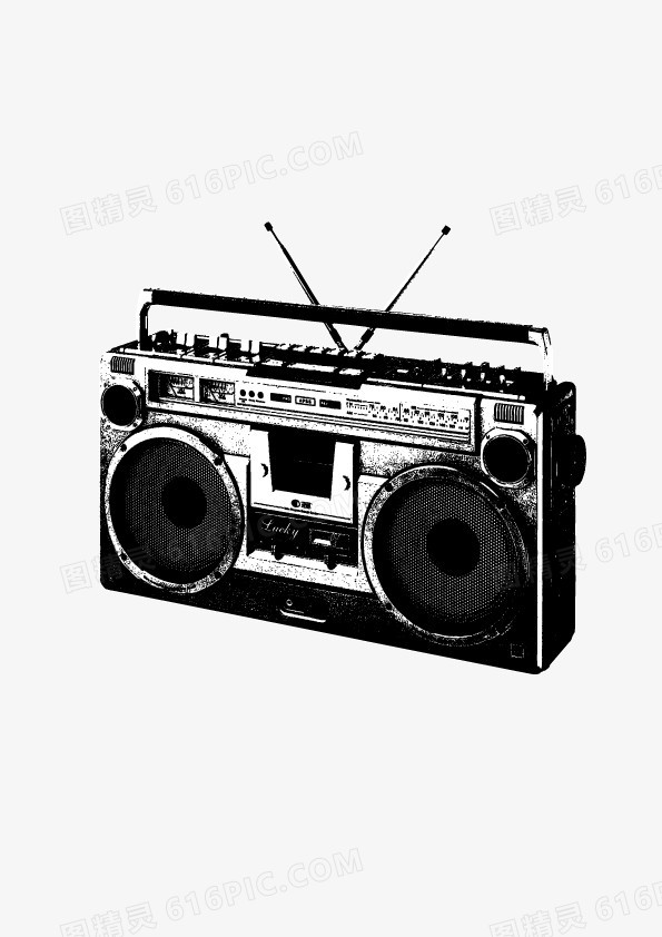 收音机 青春 复古 黑白 水墨 数码电器