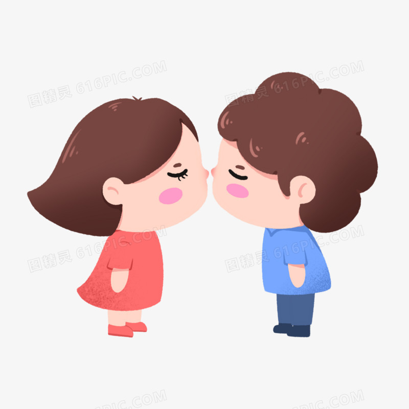 卡通q版可爱情侣亲吻免抠元素