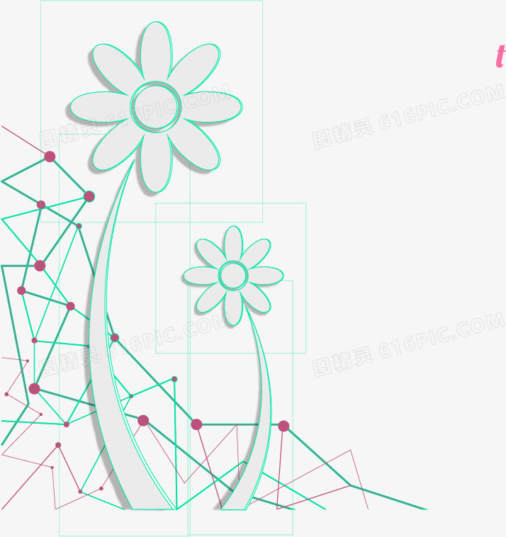 线描中国风八叶花