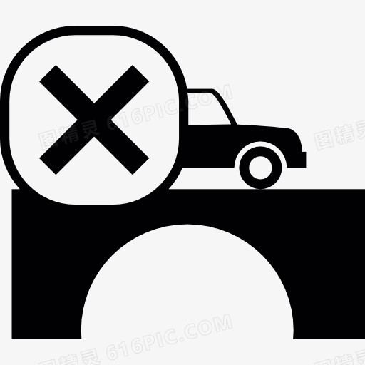 汽车过桥与十字标记图标