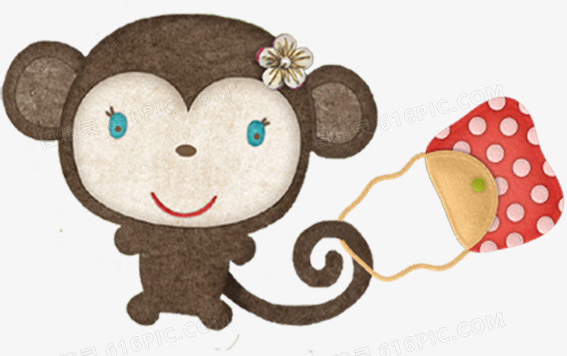 手绘可爱猴子造型包包