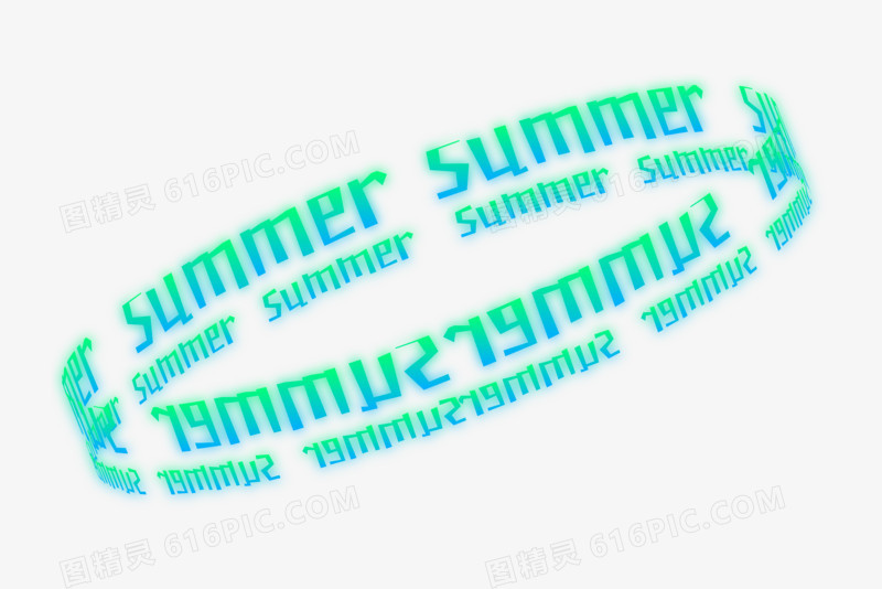 矢量英文summer环形渐变文字