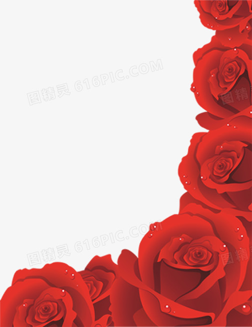 红色玫瑰花边素材婚礼