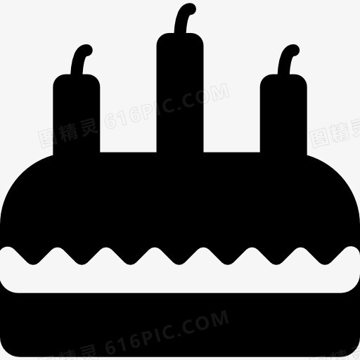 有三支蜡烛的蛋糕图标