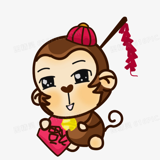 猴子卡通猴子鞭炮福春节