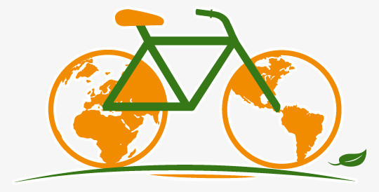 自行车地球创意绿色之行健康理念